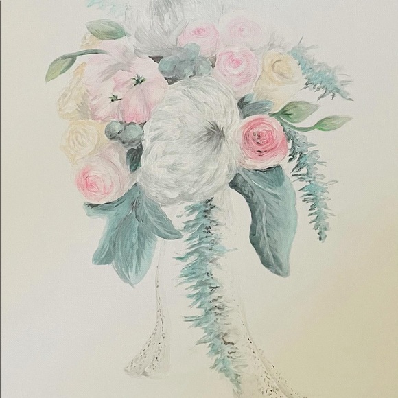 Beautiful Wedding Bouquet Acrylic Painting